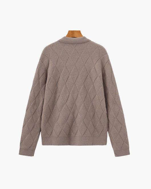 Heritage Diamond Knit Zip Cardigan