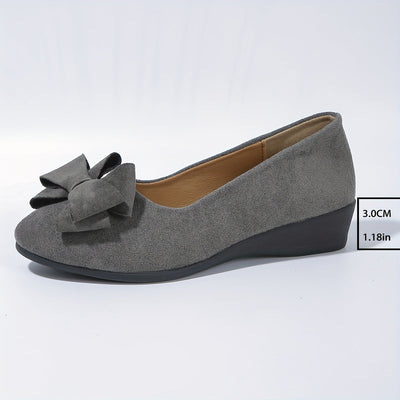 Maisie | Suede Bow Detail Wedge Ballet Flats