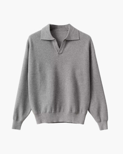 Textured Knit Polo Sweater