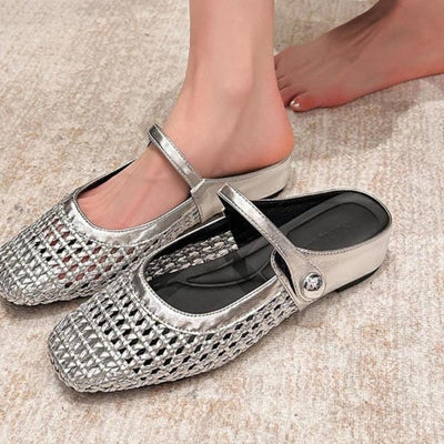 Goldie | Woven Flat Slip-On Mary Jane Mules