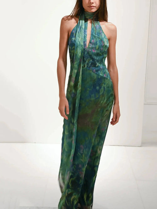 Painterly Print Maxi Dress