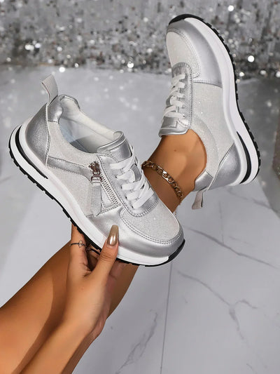 Sienna | Metallic Lace-Up Platform Sneakers