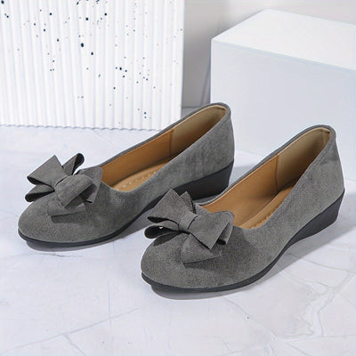 Maisie | Suede Bow Detail Wedge Ballet Flats