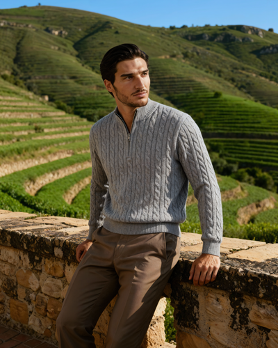 100% Cashmere Woven Half Zip