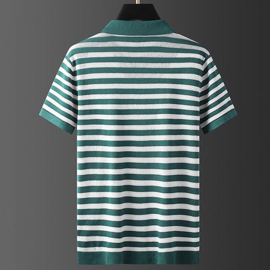 Harlow Striped Viscose Polo Shirt – Soft, Breathable Everyday Style