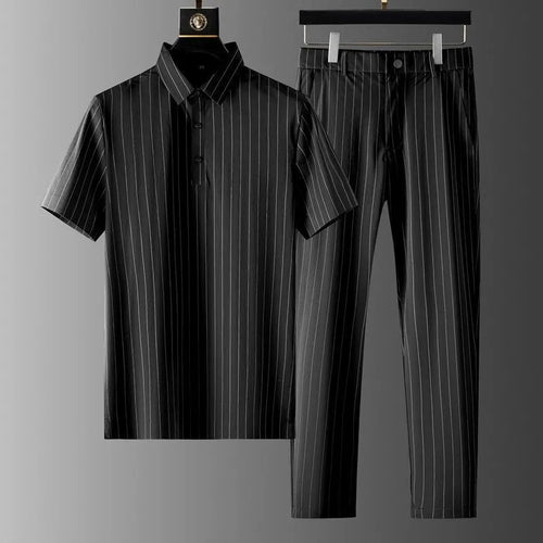 Valero Striped Short-Sleeve Shirt and Straight-Leg Trousers Set