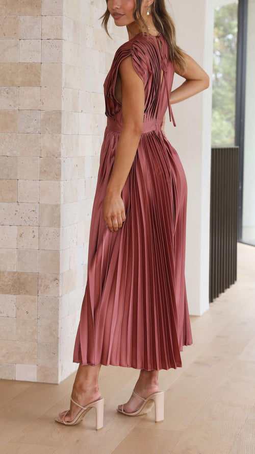 Tie Front Pleated Midi Dress – Casual Summer Dress | Juliette