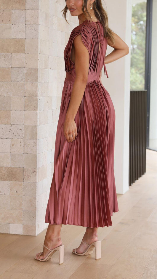 Tie Front Pleated Midi Dress – Casual Summer Dress | Juliette