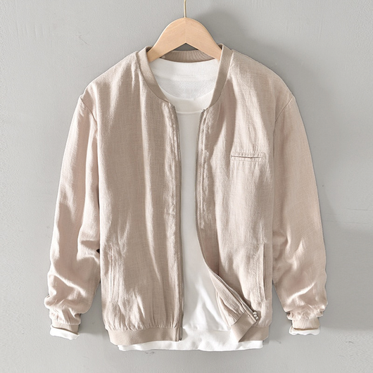 Gellini Linen-Cotton Blend Zip-Up Jacket