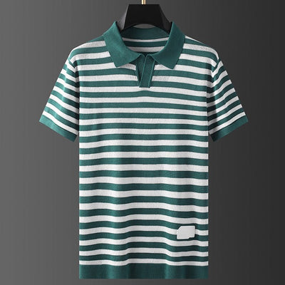 Harlow Striped Viscose Polo Shirt – Soft, Breathable Everyday Style