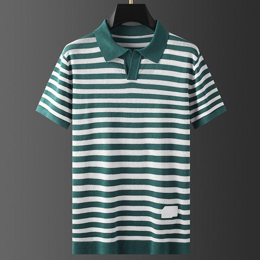 Harlow Striped Viscose Polo Shirt – Soft, Breathable Everyday Style