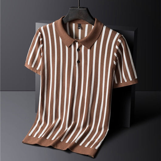 Ravello Striped Viscose Polo Shirt - Lightweight, Soft and Breathable