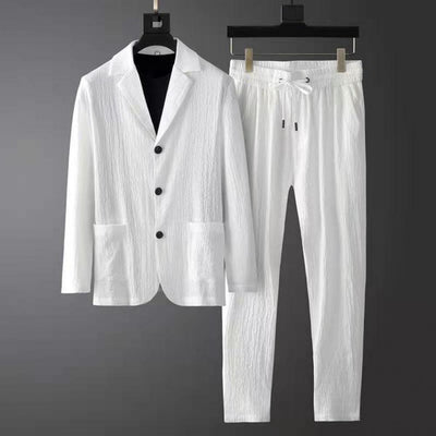 Hudson Men's Polyester Leisure Blazer and Pants Set – Casual Comfort, Weekend Ready