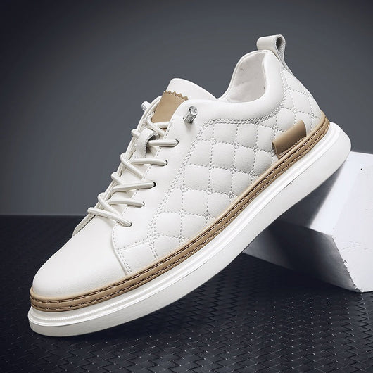 Carlow Leather Lace-Up Sneakers in a Classic Checkered Pattern