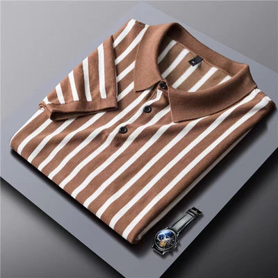Ravello Striped Viscose Polo Shirt - Lightweight, Soft and Breathable