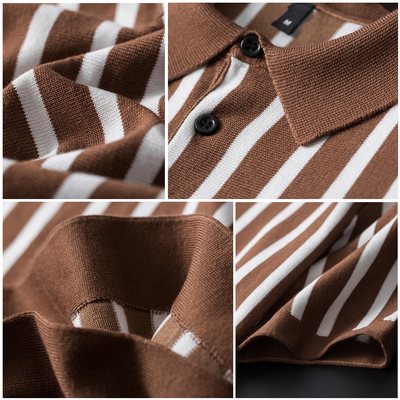 Ravello Striped Viscose Polo Shirt - Lightweight, Soft and Breathable