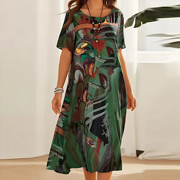 Reese | Abstract Print Relaxed Midi Dress