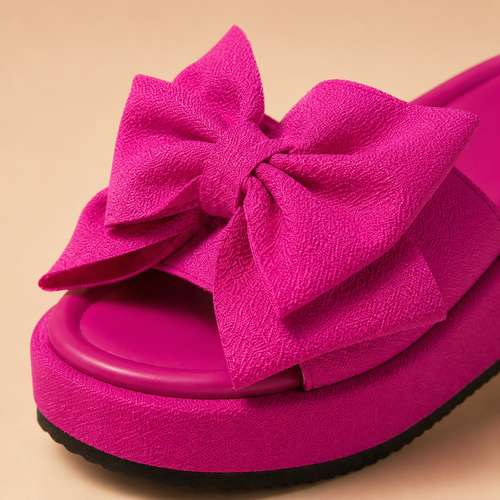 Rosali Platform Bow Slide Sandals - Stylish Bow-Detail Platform Footwear