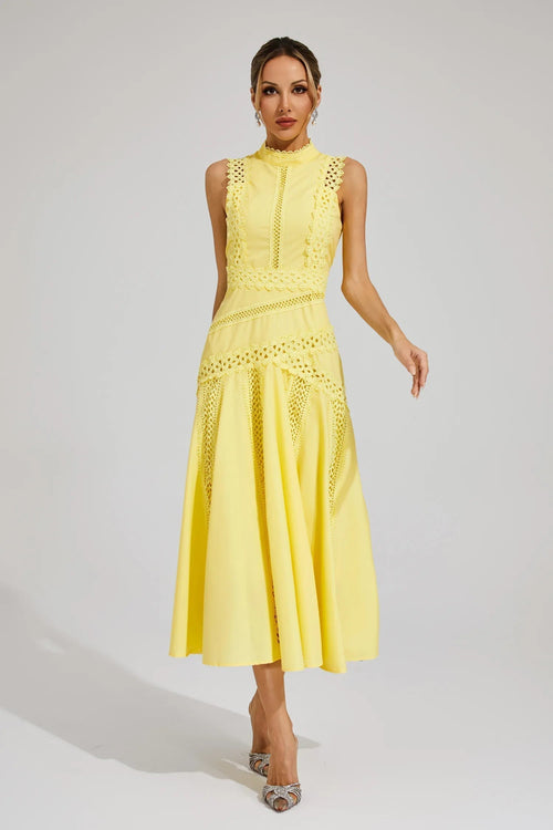 Caroline | Sleeveless Lace Midi Wedding Guest Dress